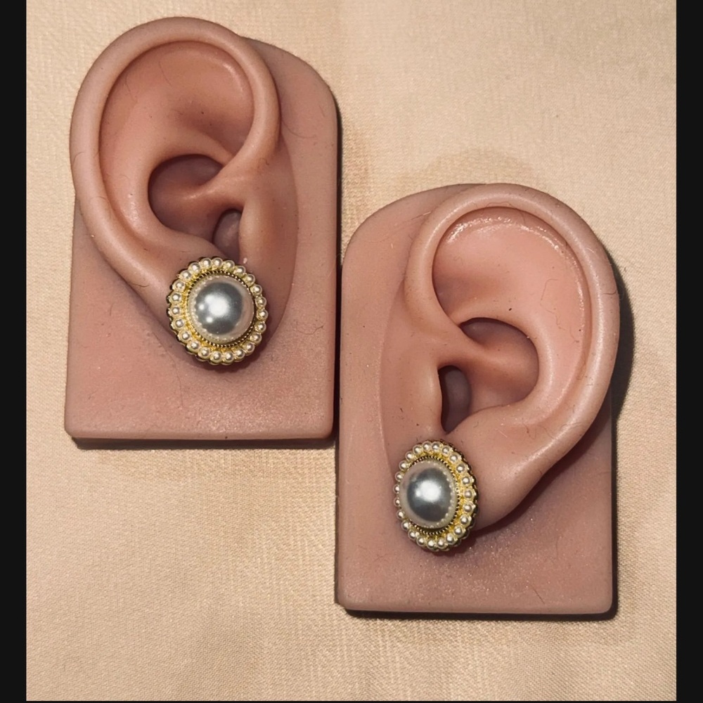 Gold and Silver Pearl Accent Earrings